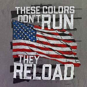 Buck Wear Shirt Men's Large USA Patriotic Graphic Flag Guns Freedom Gray